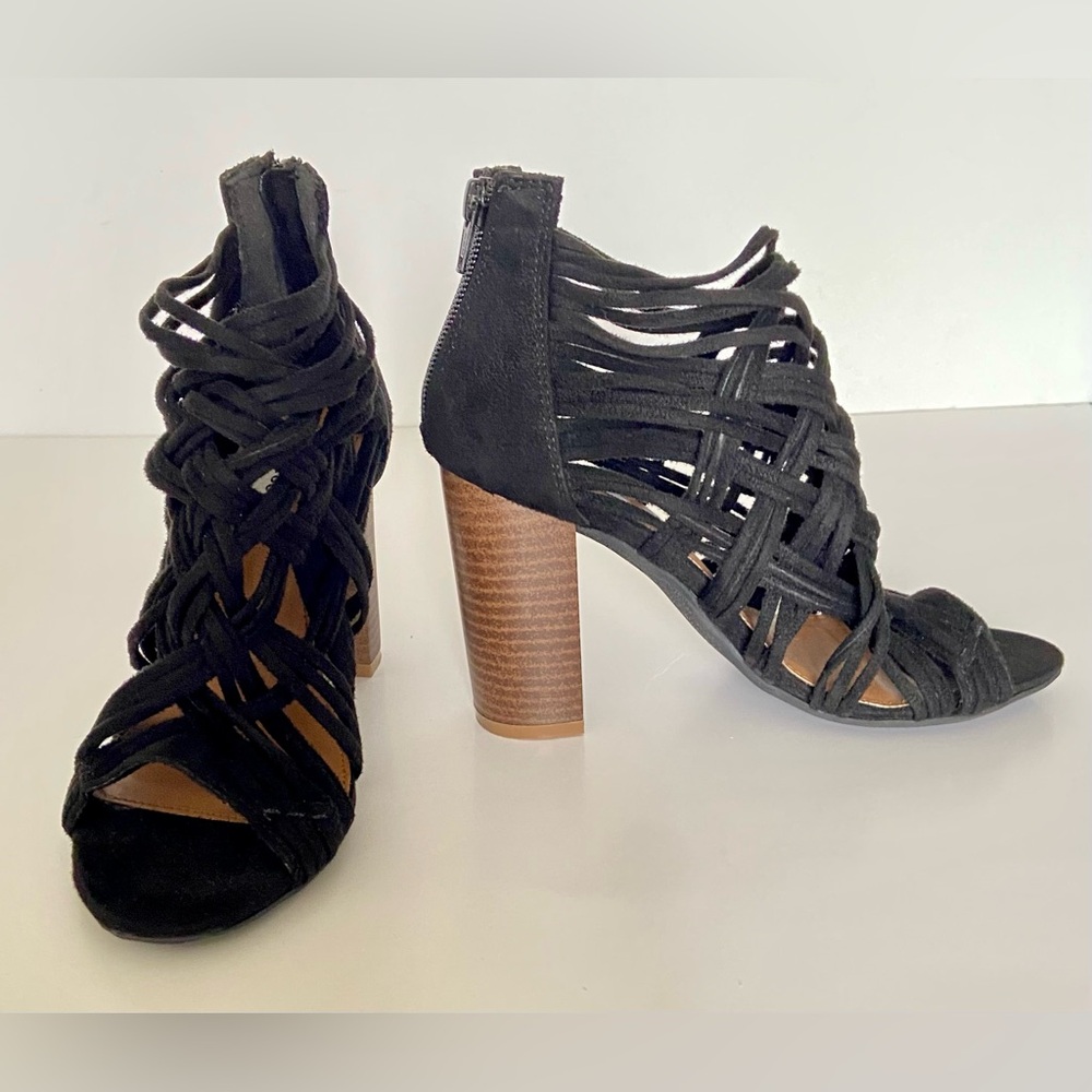 Women’s Not Rated Black Braided Heeled Sandals Size 6.5